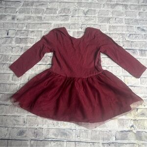 EUC Old Navy Maroon Long Sleeve Dress Girls Size 18-24 Months